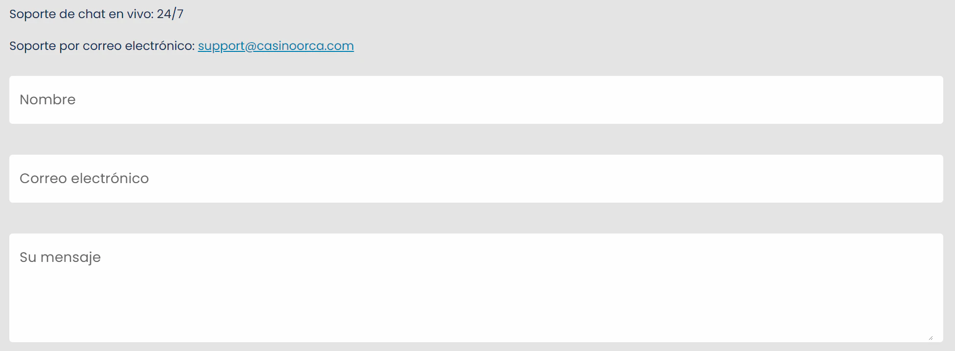 Atención al cliente de Casino Orca