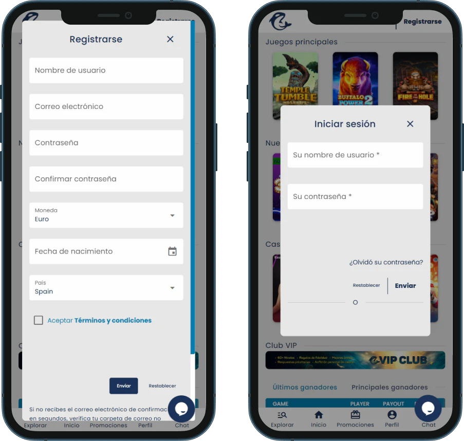 Registro e inicio de sesión en Casino Orca